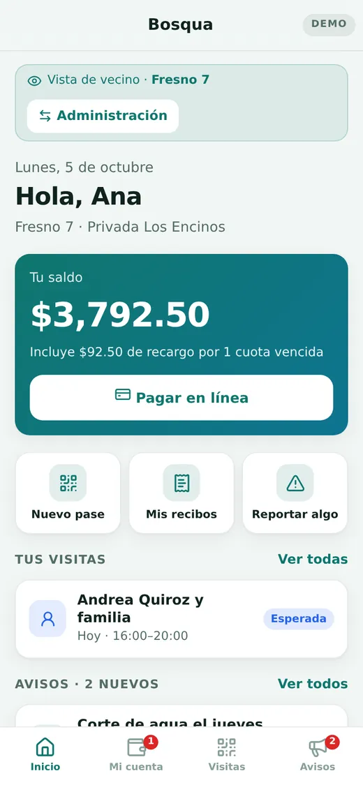 Otra pantalla de Bosqua
