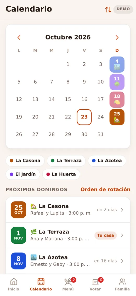 Otra pantalla de Domingueros