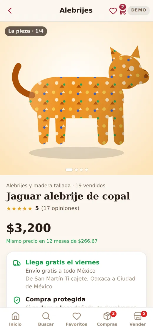 Otra pantalla de Mercado Artesanal