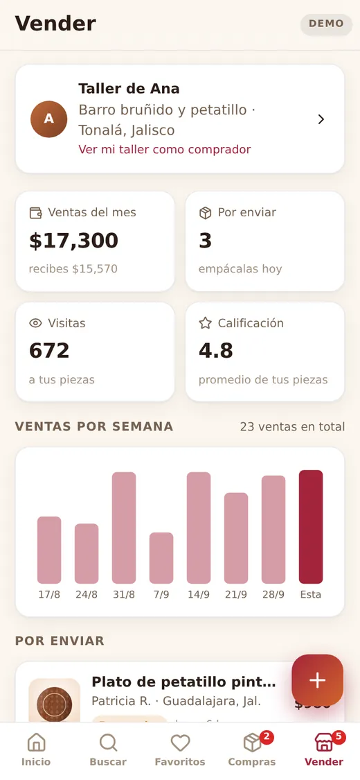 Otra pantalla de Mercado Artesanal