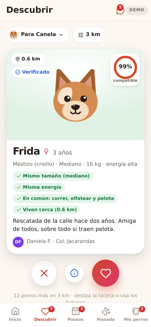 Pantalla de inicio de Pet Bonding