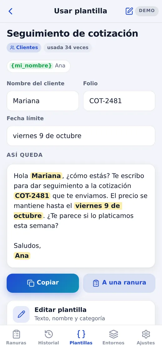 Otra pantalla de Portapapeles Macizo