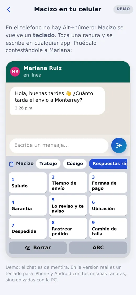 Otra pantalla de Portapapeles Macizo